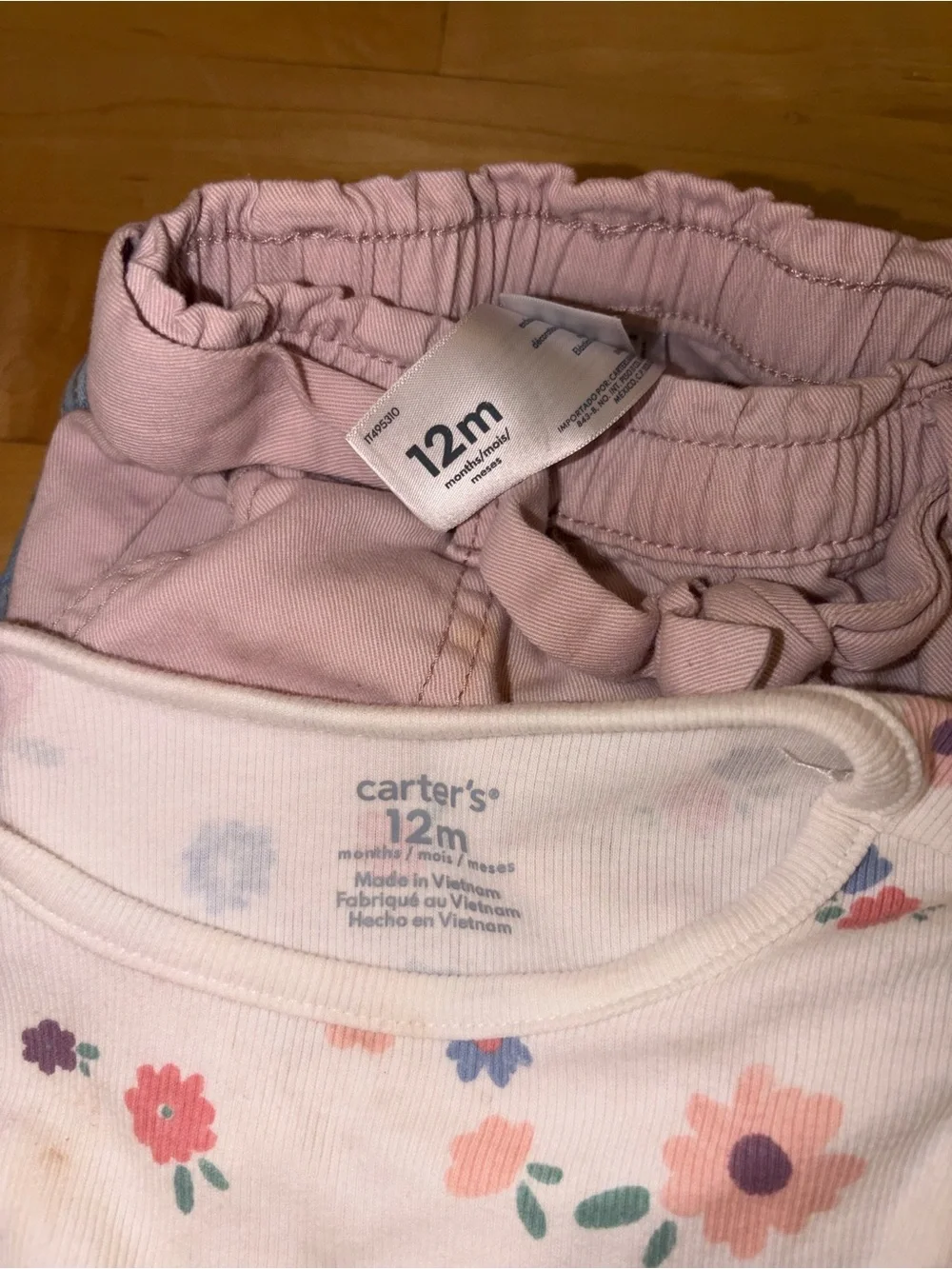 Set of 3 Floral Print Top & Denim Flare Bell Bottom Jeans & Pink Cargo Pants